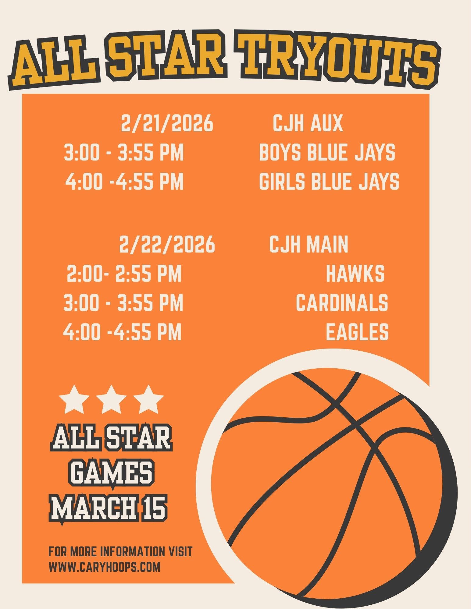 Orange and Black Retro Basketball Tournament Event Flyer