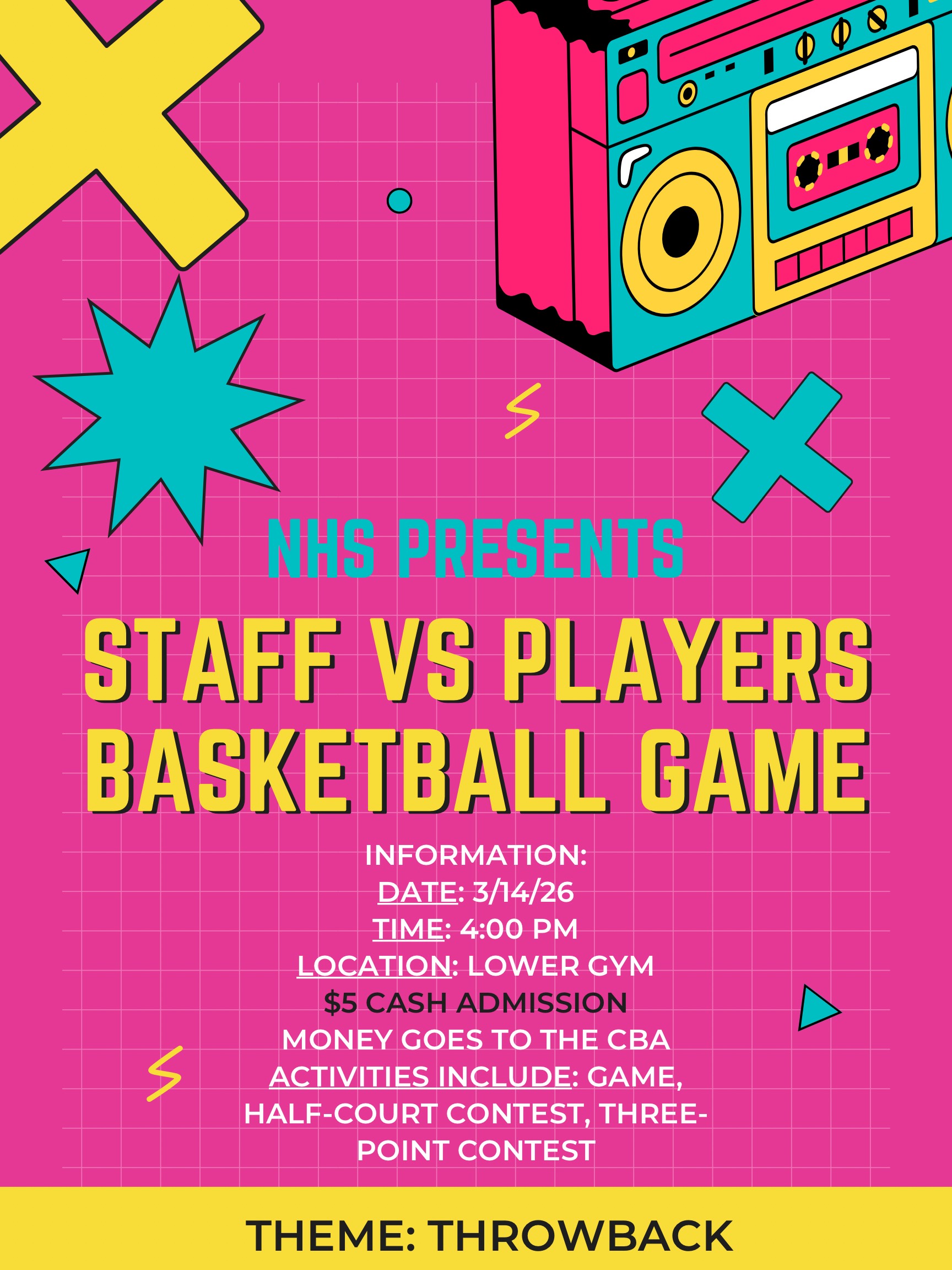 Staff vs players basketball game